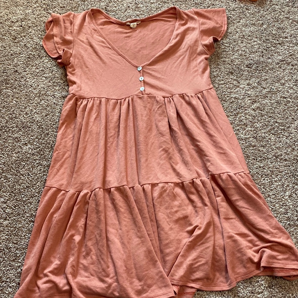 Pink babydoll tiered dress
